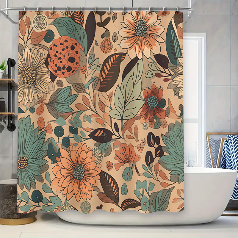 Home Decor Color Palettes - Modern Floral Shower Curtain Rustic Bathroom
