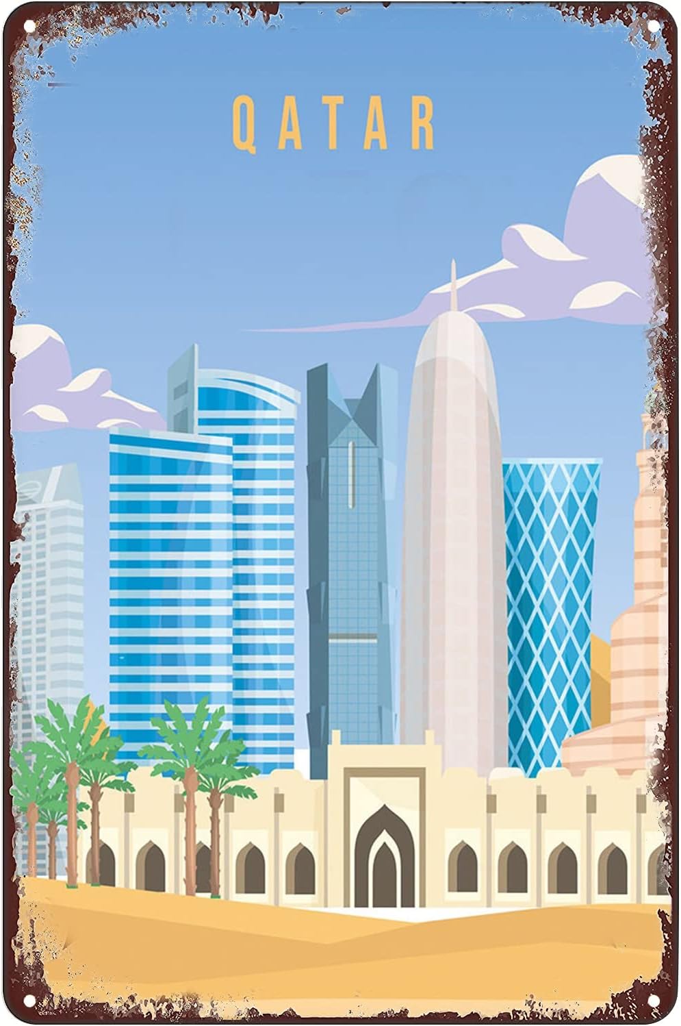 Home Decor Qatar - Vintage Metal Tin Sign - Qatar
