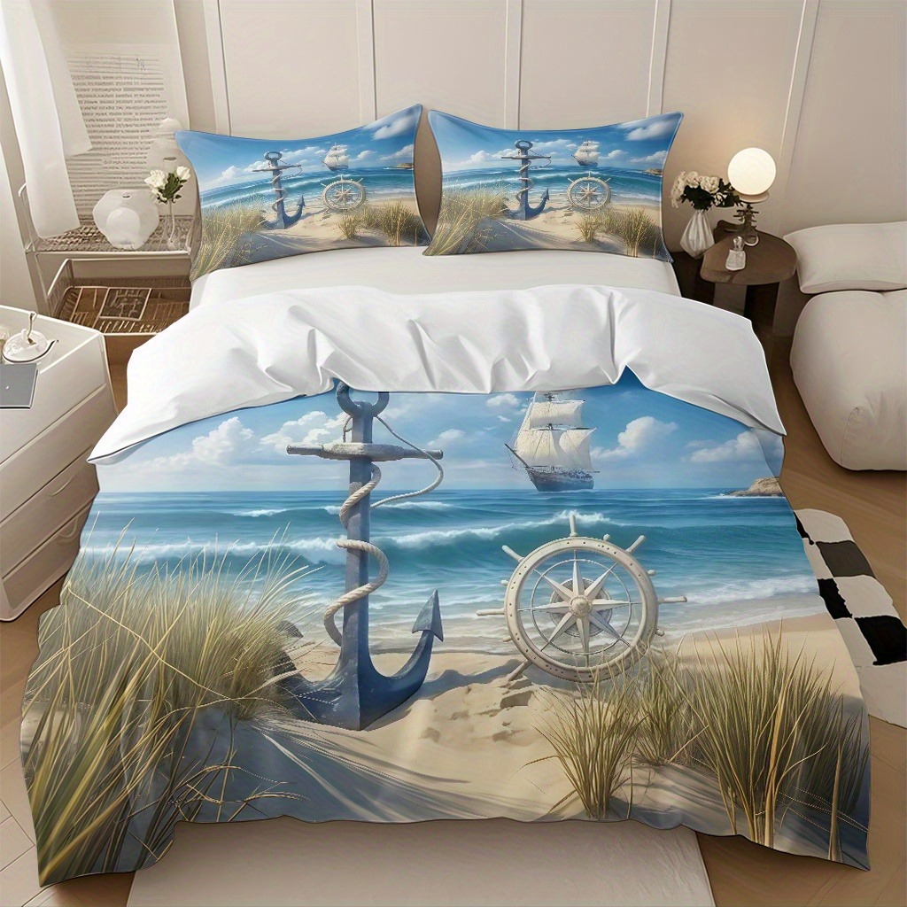 Home Decor Nautical - Nautical Ocean Beach Duvet Cover Set