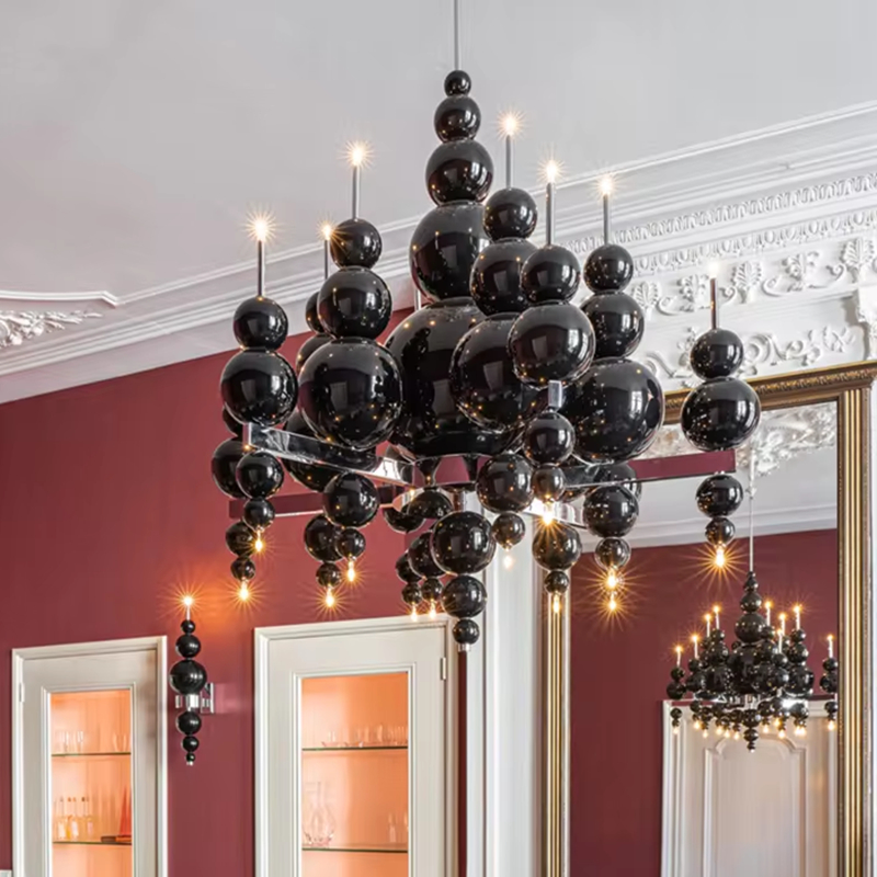 Hanging Moon Lamp - Luxury Living Room Black Chandelier Designer