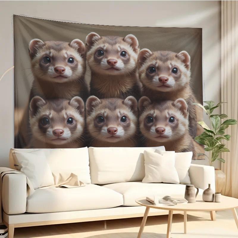 Cute Ferret Group Tapestry Wal - огляд і ціна Home Decor Living Room Ideas