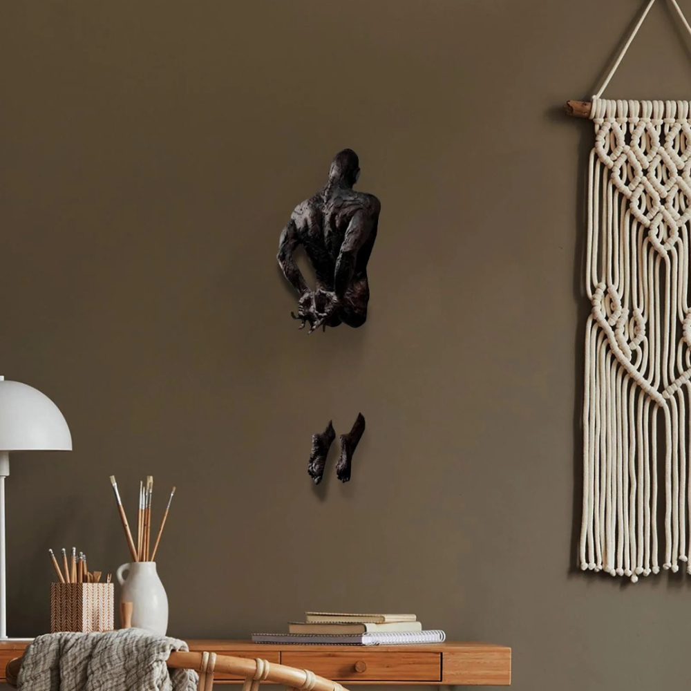 3D Through Wall Figure Sculptu - огляд і ціна Abstract Sculpture Resin