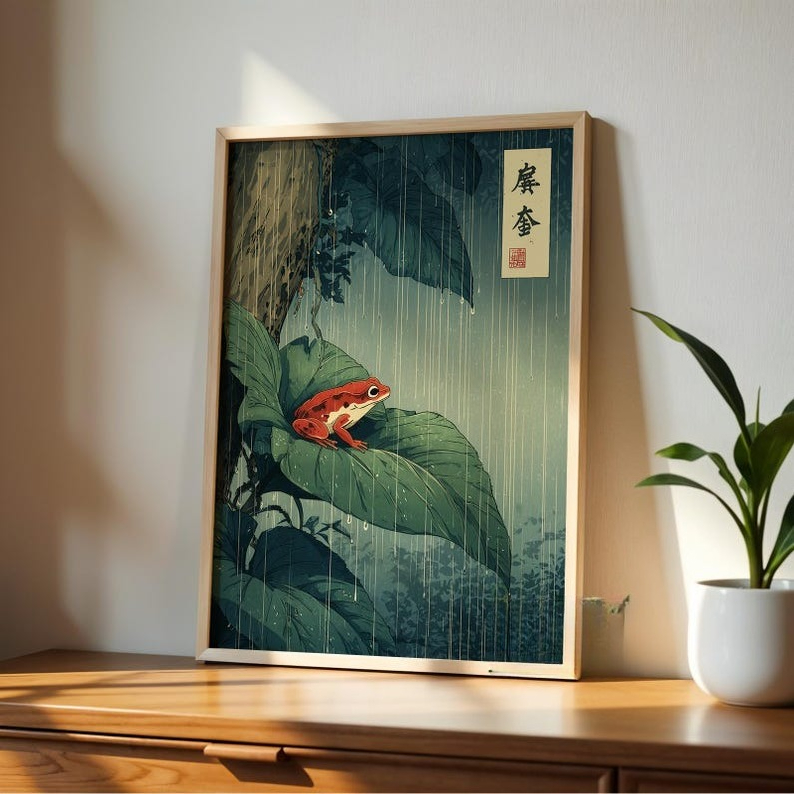 1pc Japanese Frog Canvas Wall  - огляд і ціна Home Decor Aesthetic Pinterest