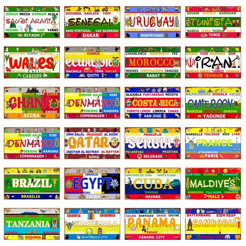 Qatar Tunisia Brazil Cuba Tin  - огляд і ціна Home Decor Qatar