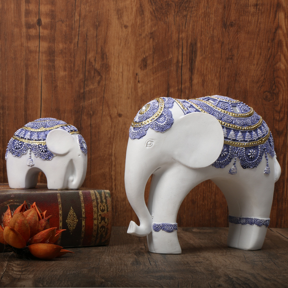 Blue and White Trunk-Up Elepha - огляд і ціна Home Decor On Sale