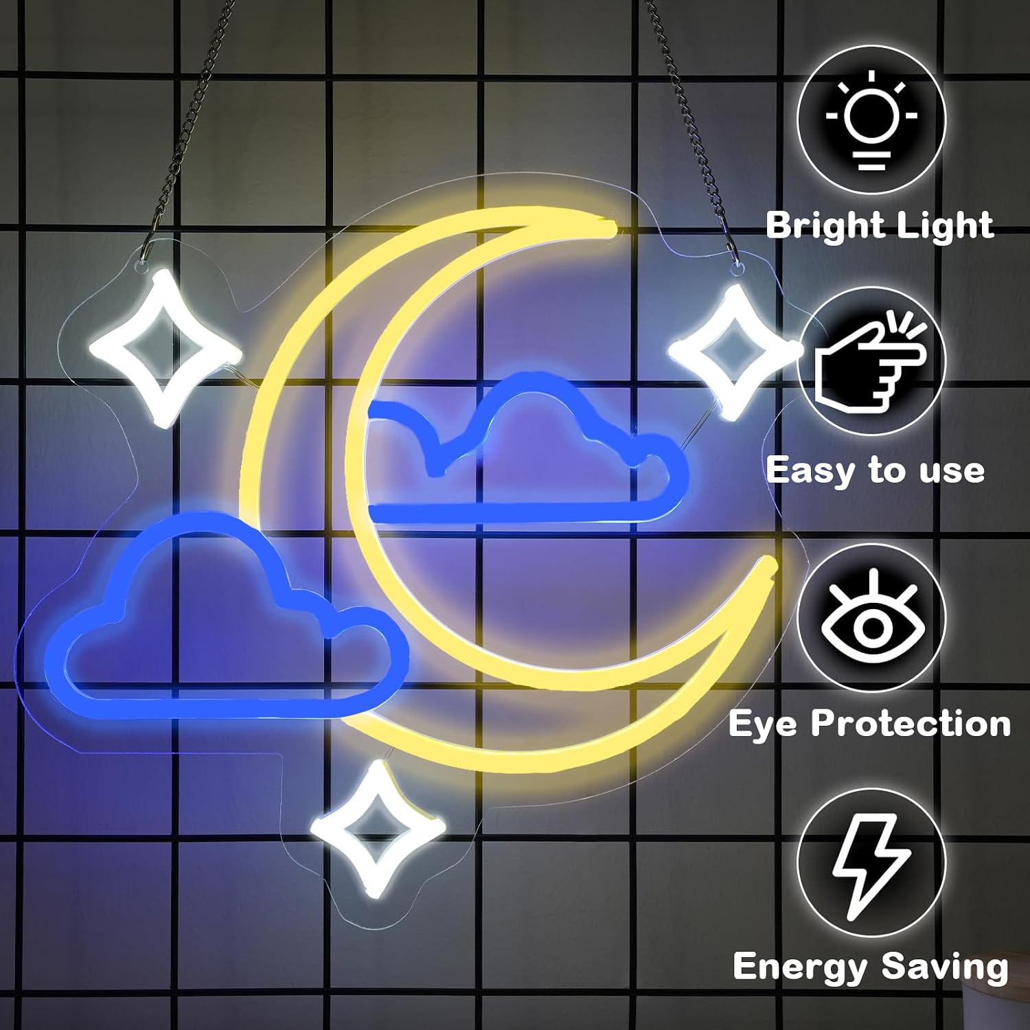 Moon Cloud Star LED Neon Sign  - огляд і ціна Hanging Moon Lamp