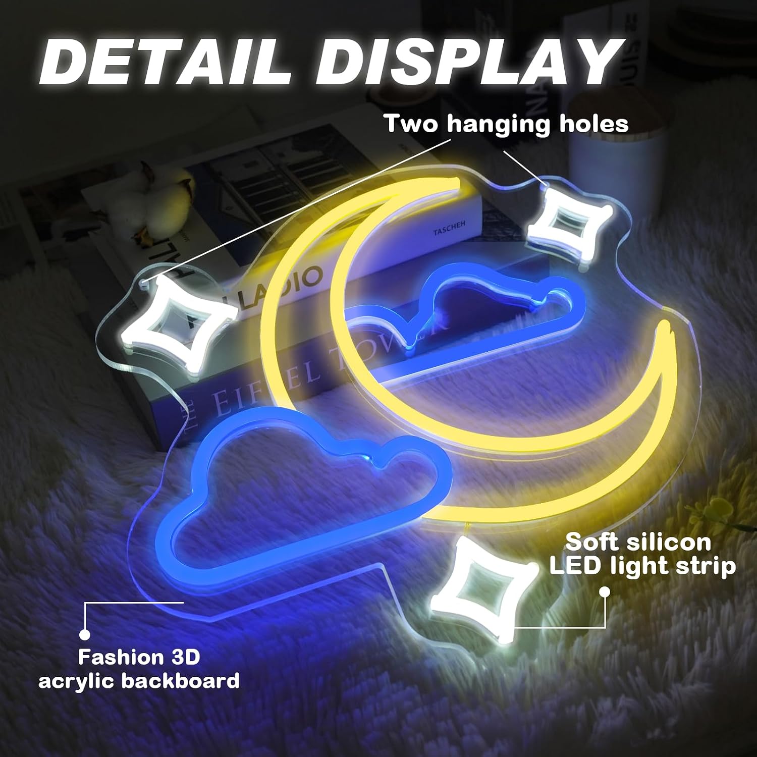 Moon Cloud Star LED Neon Sign  - огляд і ціна Hanging Moon Lamp