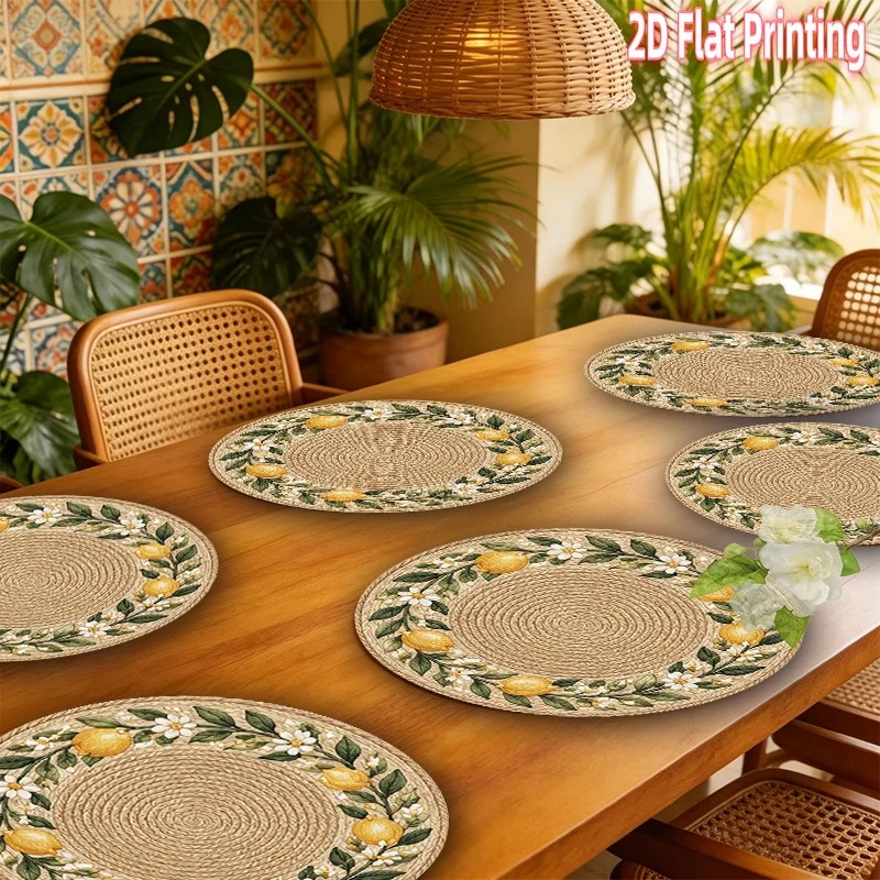 4-Piece 2D Printed Placemats - - огляд і ціна Home Decor Rattan