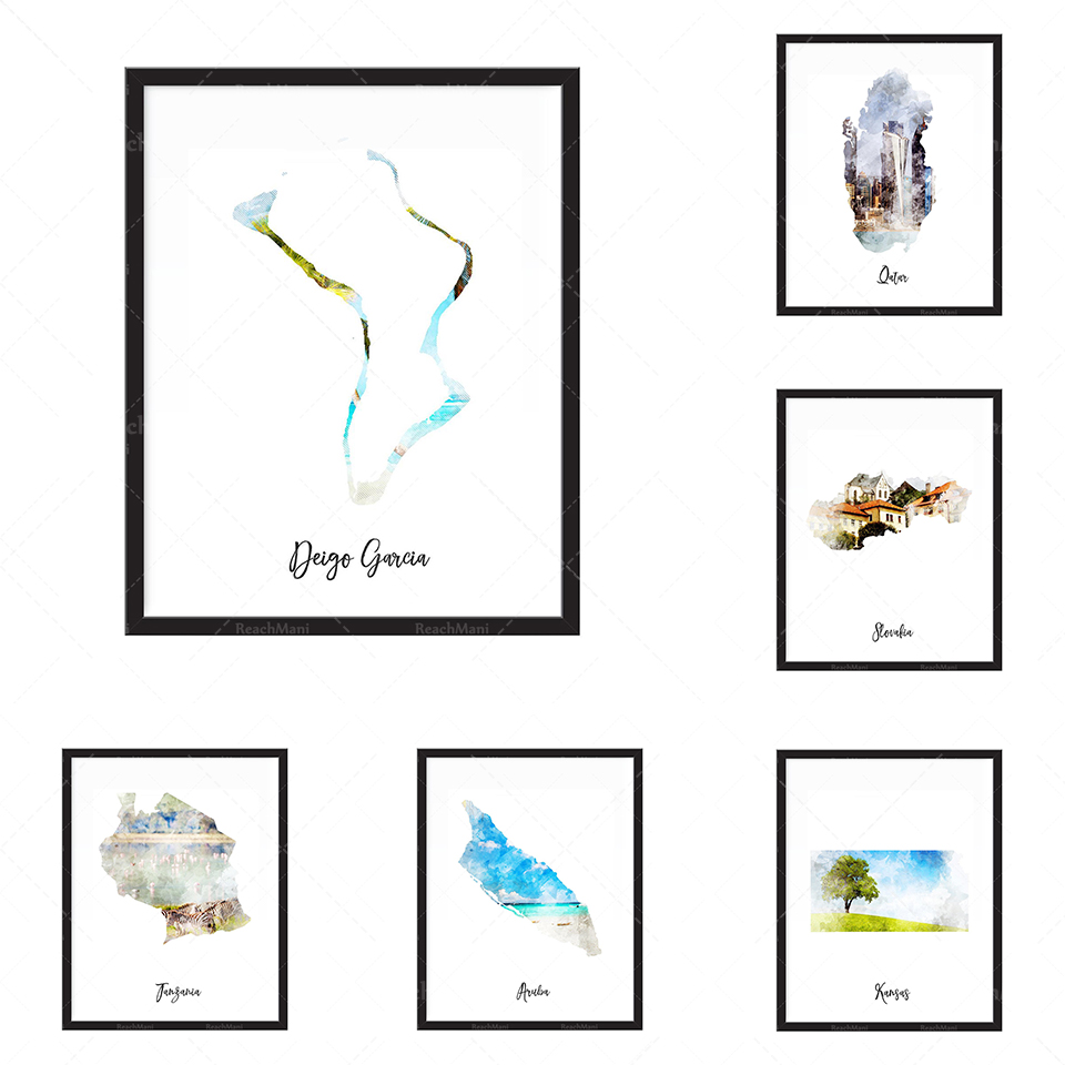 Impression de carte aquarelle  - огляд і ціна Home Decor Qatar