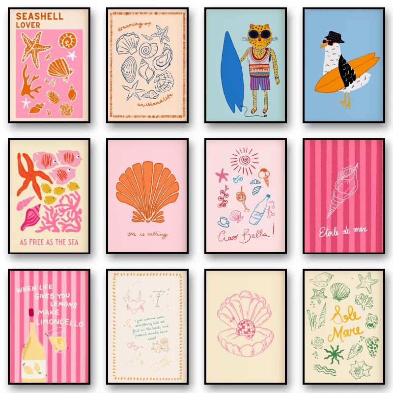 Tropical Preppy Poster Seashel - огляд і ціна Home Decor Aesthetic Pinterest