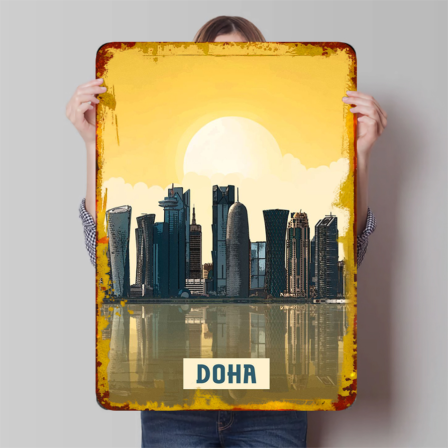 Doha Skyline Metal Wall Art Qa - огляд і ціна Home Decor Qatar