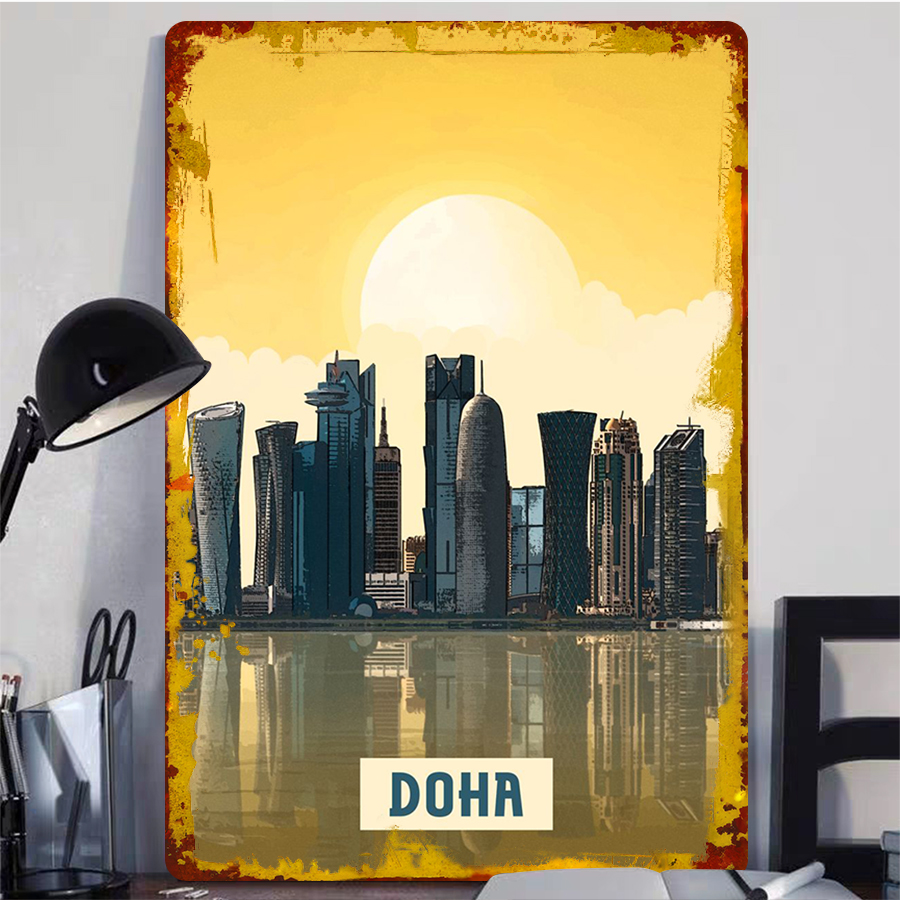 Doha Skyline Metal Wall Art Qa - огляд і ціна Home Decor Qatar
